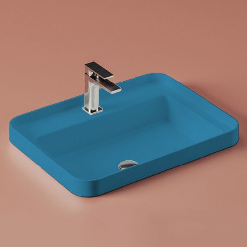 Раковина керамическая Artceram Fuori scala TFL034 38 00 60х50 встраиваемая цвет синий 1 отверстие под смеситель