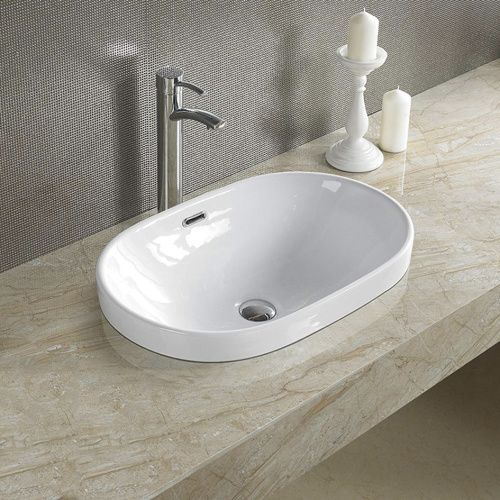 Раковина из сантехнического фарфора Melana 320334-805 60х40 встраиваемая цвет белый без отверстий под смеситель