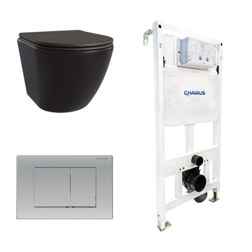 Сет унитаз + инсталляция + кнопка CC.300.80.01+FP.310.46.01+AM25010 Nero