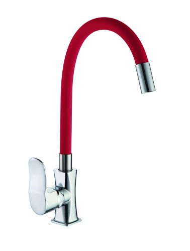 Смеситель для кухни D-Lin D155318-4 на мойку хром/красный