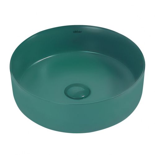 Раковина из сантехнического фаянса Abber BEQUEM AC2108MBG 40х40 накладная цвет зеленый без отверстий под смеситель