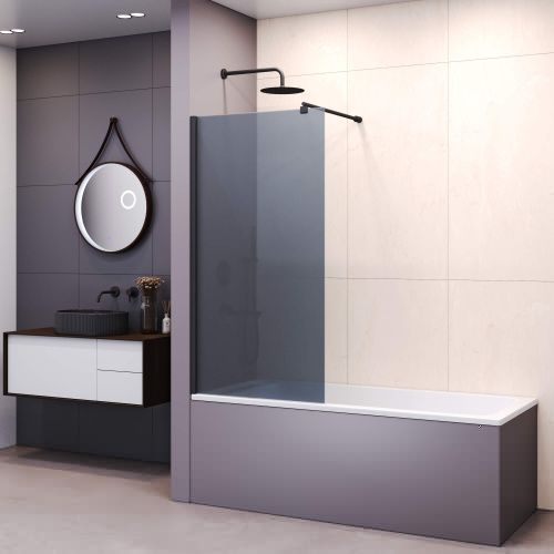 Душевая шторка на ванну RGW Screens 351105109-34 90х150 стекло тонированное профиль черный ориентация универсальная