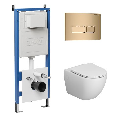 Инсталляция + кнопка смыва + унитаз Grossman Pragma 97.4411S.03.310