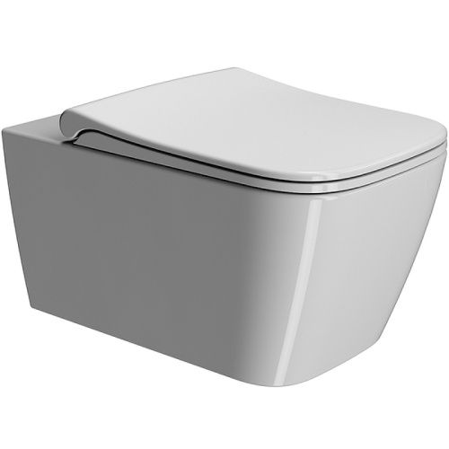 Чаша унитаза подвесная GSI Nubes 961511_УЦ/2 цвет белый без сиденья безободковая душевой смыв (раковина в эмали на примыкании к стене)