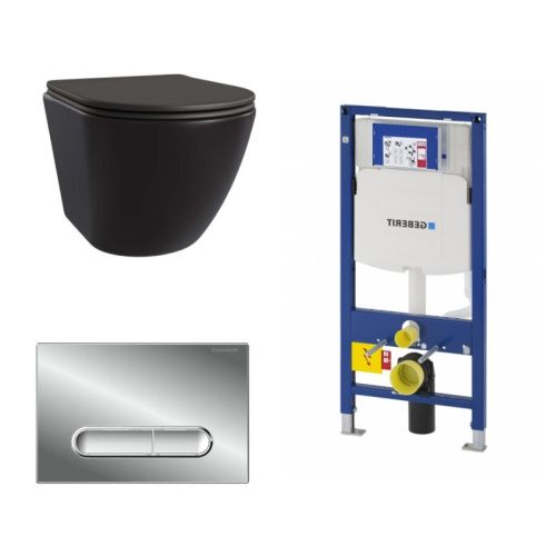 Сет унитаз + инсталляция + кнопка 111.300.00.5+FP.340.21.01+AM25010 Nero