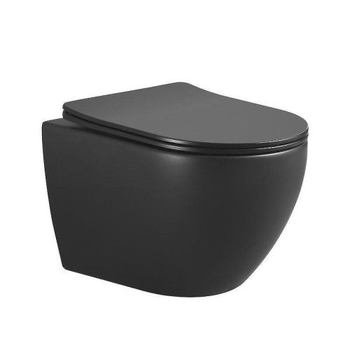 Унитаз подвесной Boheme Nero 961-SET-B цвет черный с сиденьем микролифт безободковый каскадный смыв