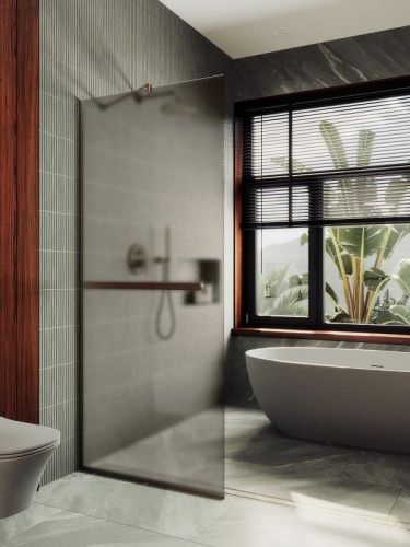 Душевая перегородка Maybah Glass MGD-728-2у 80х195 стекло тонированное профиль бронза