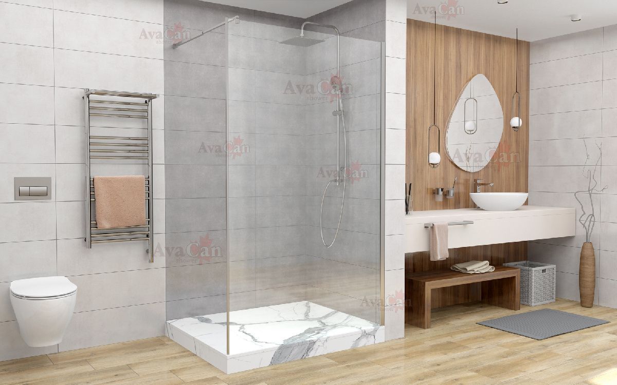 Душевая перегородка AvaCan MC100 100х200 стекло прозрачное профиль хром