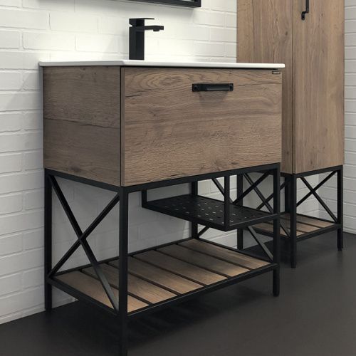 Тумба с раковиной Comforty Бредфорд 00-00008074CF 80х50 напольная цвет коричневый