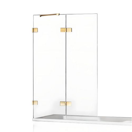 Душевая шторка на ванну New Trendy AVEXA GOLD BRUSHED EXK-2018 140х150 стекло прозрачное профиль золото ориентация левая