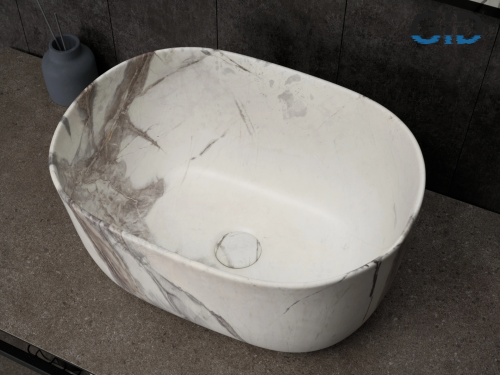 Раковина керамическая Gid Creativo 54481 50х30 накладная цвет многоцветный без отверстий под смеситель