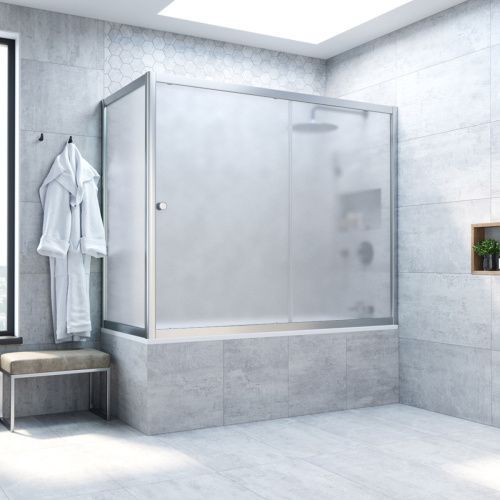 Душевая шторка на ванну Vegas-Glass ZV+ZVF TUR+NOVO ZV+ZVF NOVO 190*90 07 10 190х140 стекло матовое профиль хром ориентация универсальная