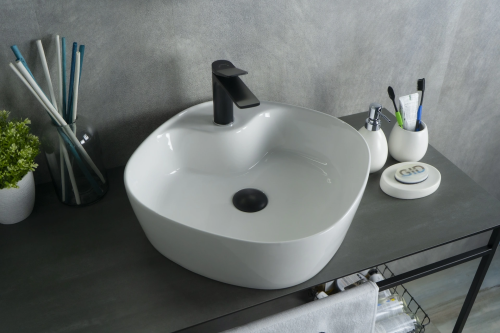 Раковина керамическая Gid Geométrico 51153 40х40 накладная цвет белый 1 отверстие под смеситель