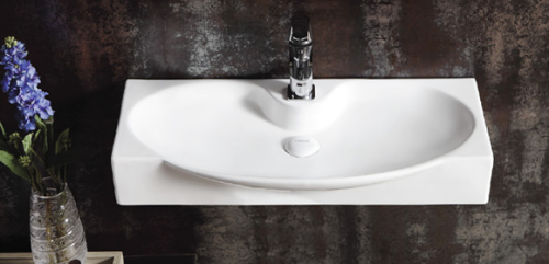 Раковина из сантехнического фаянса CeramaLux STR4282A 70х30 подвесная цвет белый 1 отверстие под смеситель