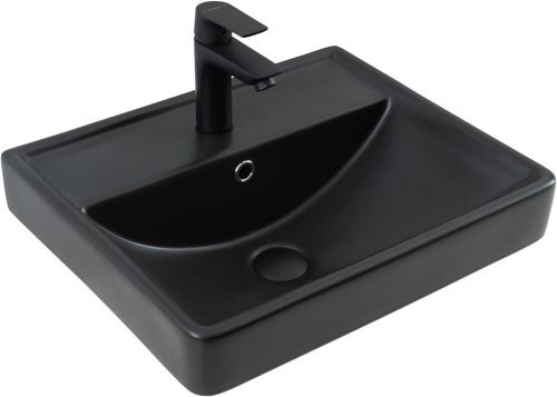 Раковина керамическая Aquanet Ирис 00329246 50х40 полувстраиваемая цвет черный 1 отверстие под смеситель