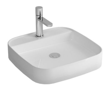 Раковина из сантехнического фаянса Cezares CZR-LFT-50-LVB 50х50 накладная цвет белый 1 отверстие под смеситель