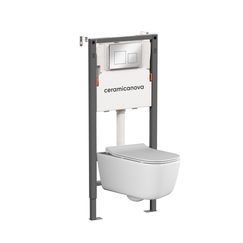 Инсталляция с кнопкой + унитаз Ceramica Nova Balance/New day CN3005_121002CH