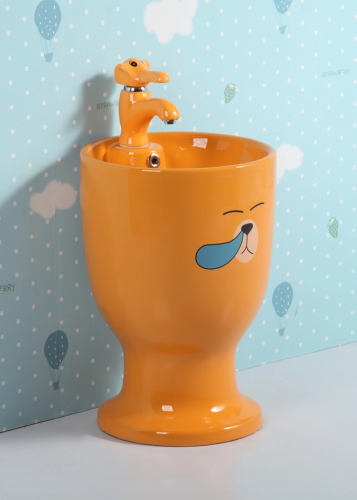 Раковина керамическая Gid Aventura 69913 40х40 напольная цвет оранжевый 1 отверстие под смеситель