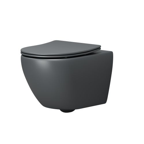 Унитаз подвесной Grossman Торнадо GR-4457GMSQ серый с сиденьем микролифт безободковый смыв торнадо