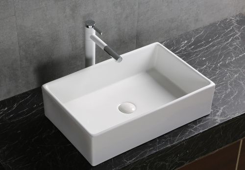 Раковина из сантехнического фарфора Milleau MIEL MU7060B-GW 60х40 накладная цвет белый без отверстий под смеситель