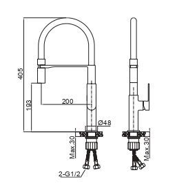 Смеситель для кухни AQG Alpha 05BCA500NG на столешницу черный/хром - фото 2