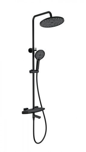 Душевая стойка Wonzon & Woghand Neo WW-B3035-A3-MB настенная цвет черный с термостатом