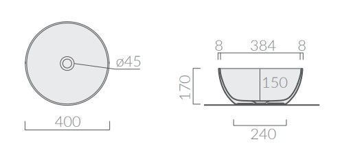 Раковина из сантехнического фарфора Galassia Dream 7307 40х40 накладная цвет белый без отверстий под смеситель - фото 3