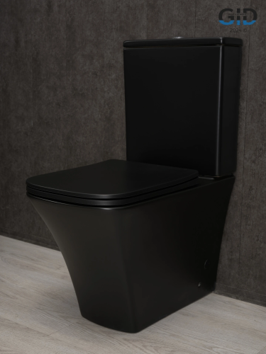 Унитаз напольный с бачком Gid Cuadrado Tn2184Bm (62252Y) черный с сиденьем микролифт безободковый