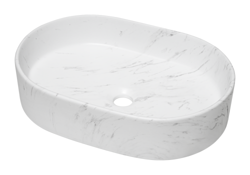 Раковина мебельная из сантехнического фарфора Milleau Nuage MU0055B-MWM 50 (белый мрамор) MU0055B-MWM 50х40 накладная цвет белый