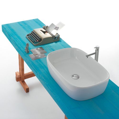 Раковина керамическая Globo Genesis GE045.BI*0 60х40 накладная цвет белый без отверстий под смеситель