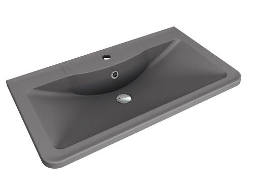 Раковина из искусственного камня Florentina Аллегро 800 10.020.00800.307 80х50 накладная цвет серый 1 отверстие под смеситель