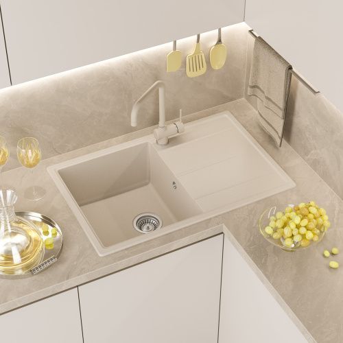 Кухонная мойка Misty Linkor LIN-78х51-02 80х50 цвет бежевый поверхность матовая