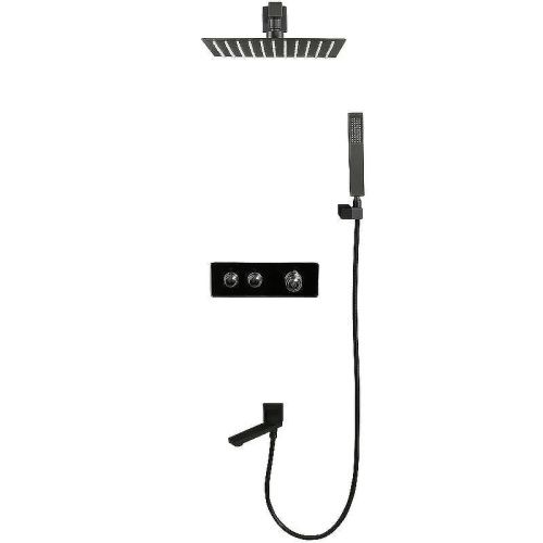 Душевая система ALMAes Olef TVZ-0898 встраиваемая в стену цвет черный с термостатом