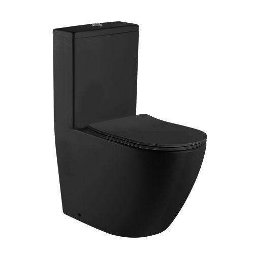 Унитаз напольный с бачком Azario MORANO AZ-1001MB черный с сиденьем микролифт безободковый каскадный смыв