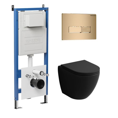 Инсталляция + кнопка смыва + унитаз Grossman Pragma 97.4455BMSQ.03.310