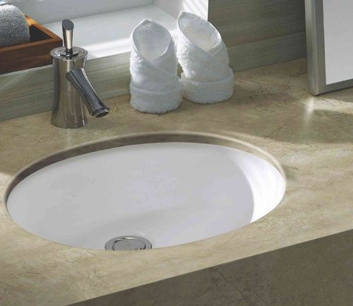 Раковина из сантехнического фаянса CeramaLux 561 60х40 встраиваемая цвет белый без отверстий под смеситель