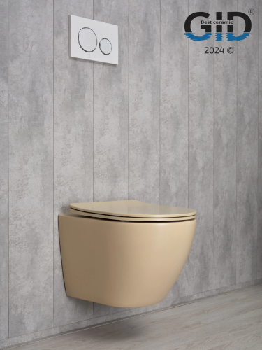Унитаз подвесной Gid Convexo 62210Y бежевый с сиденьем микролифт безободковый смыв торнадо