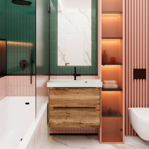 Тумба с раковиной La Fenice TESORO NFNC-01-TES-DGT-100-2-3-100 100х50 подвесная цвет коричневый