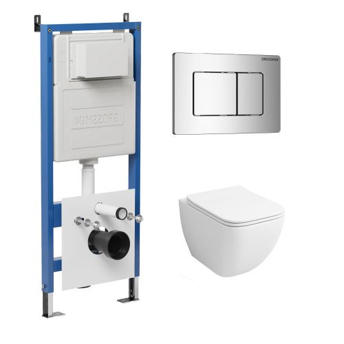 Инсталляция + кнопка смыва + унитаз Grossman Classic 97.4447S.04.10M