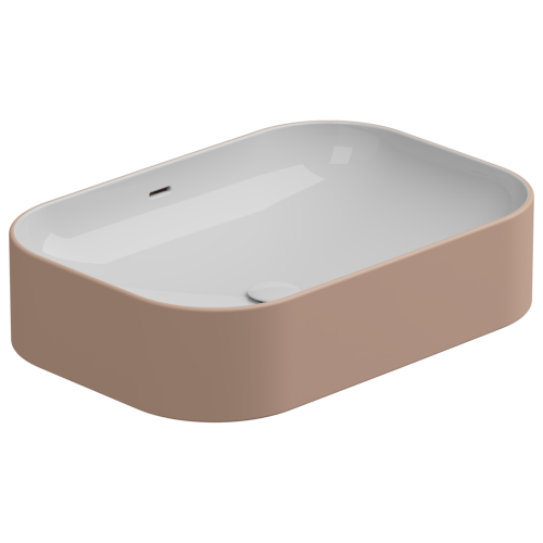 Раковина керамическая GSG Ceramic Design Easy EALAVTP60BI000/032 60х40 накладная цвет белый/бежевый без отверстий под смеситель