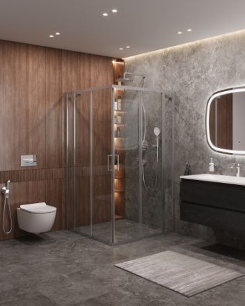 Душевой уголок Cezares MOLVENO MOLVENO-A-22-90+30-C-Cr-IV 120х120 стекло прозрачное профиль хром без поддона