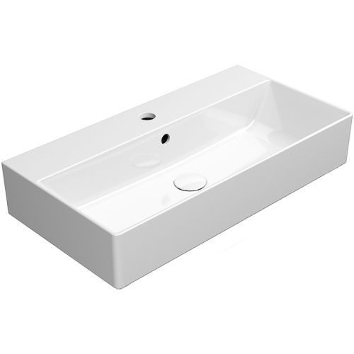 Раковина из сантехнического фаянса GSI Kube X 9455111_УЦ 70х40 подвесная цвет белый 1 отверстие под смеситель