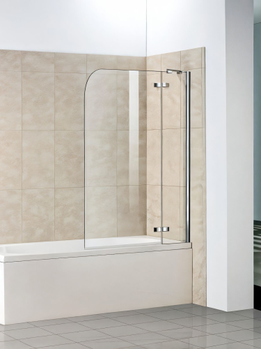 Душевая шторка на ванну WeltWasser WW100 10000001225 100х140 стекло прозрачное профиль хром ориентация универсальная