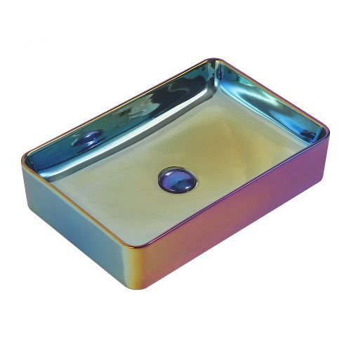 Раковина из сантехнического фаянса Abber RECHTECK AC2207Regen 50х30 накладная цвет хамелеон без отверстий под смеситель