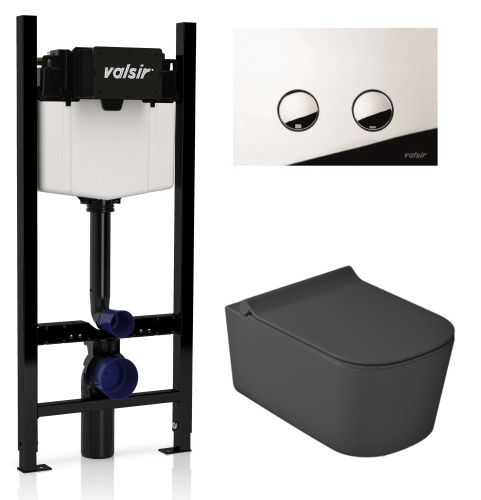 Комплект унитаз с инсталляцией и клавишей смыва Valsir KIT VSCR 5486NEMT Slim P4