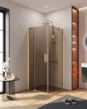 Душевой уголок Cezares SLIDER SLIDER-AH-1-80-70/80-BR-BORO 80х70 стекло тонированное профиль золото без поддона
