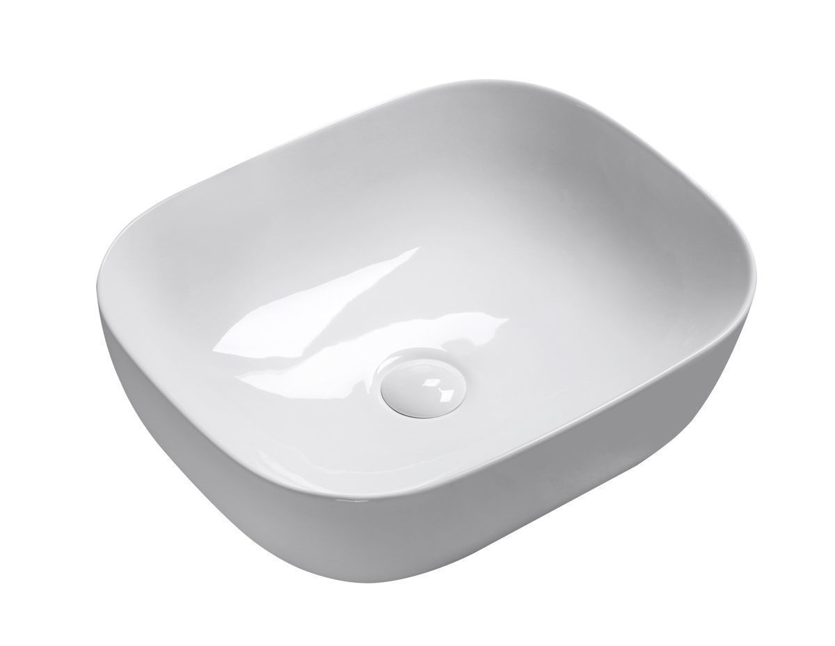 Раковина из сантехнического фарфора Milleau MIEL MU0064-GW 50х40 накладная цвет белый без отверстий под смеситель
