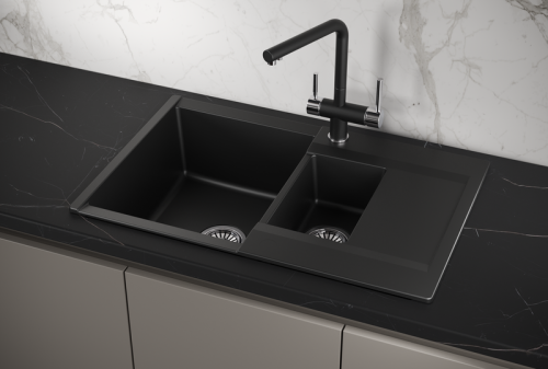 Кухонная мойка Granula 7808, ТУРМАЛИН 80х50 цвет черный поверхность матовая