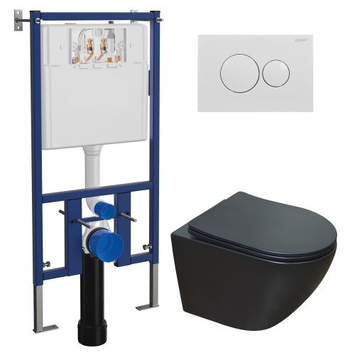 Комплект унитаз с инсталляцией с клавишей смыва Loranto  4501+7310+AZ-2003MB