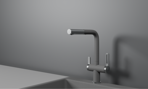 Смеситель для кухни Granula 8170, АЛЮМИНИУМ на мойку серый